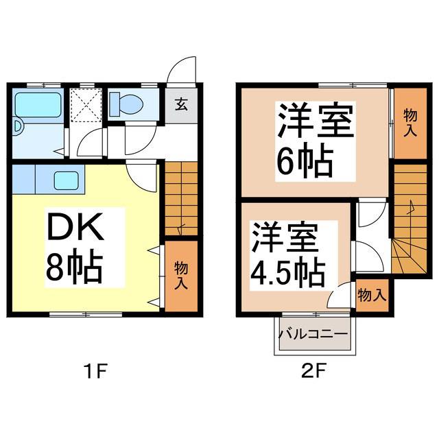 古旗アパート A棟(2DK/1階)の間取り写真