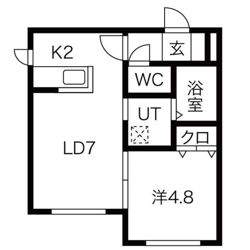 フォートレス真駒内(1LDK/1階)の間取り写真