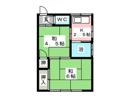 梅ノ木荘(2K/1階)の間取り写真