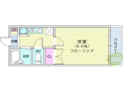 ワイレアヒルズ(1K/2階)の間取り写真