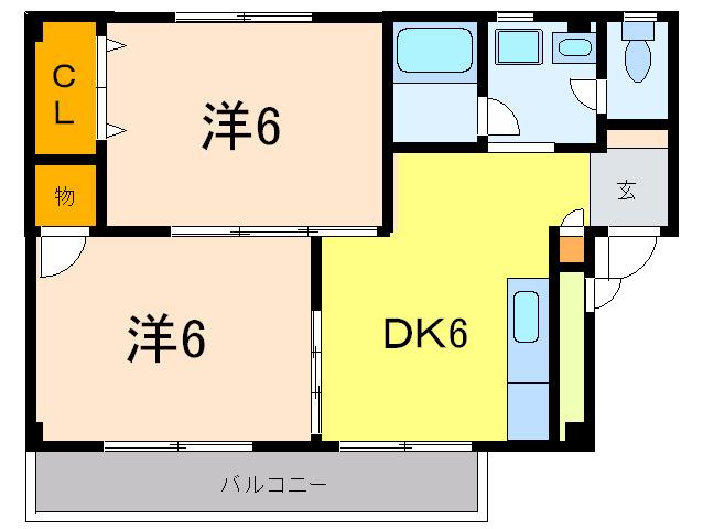 プレメール深江(2DK/3階)の間取り写真