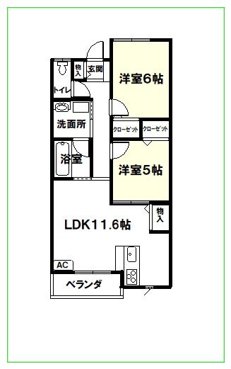 アーバニズム100B(2LDK/1階)の間取り写真