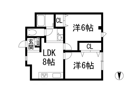 ファミール宝塚(2LDK/1階)の間取り写真