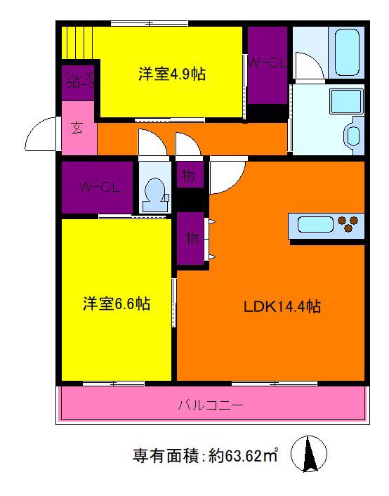 リラフォート(2LDK/2階)の間取り写真