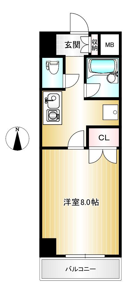 カーサ千種駅(1K/4階)の間取り写真