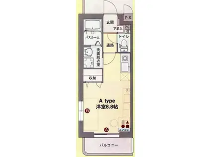 エトワール(ワンルーム/2階)の間取り写真