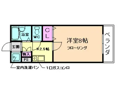 大阪モノレール彩都線 彩都西駅 徒歩30分 2階建 築27年(1K/2階)の間取り写真