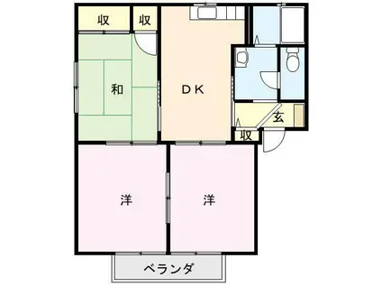 フォーレスキッタカ(3DK/2階)の間取り写真