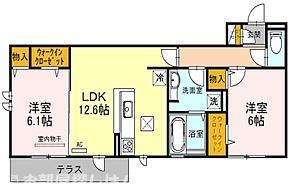 ルメートLUMETO(2LDK/1階)の間取り写真