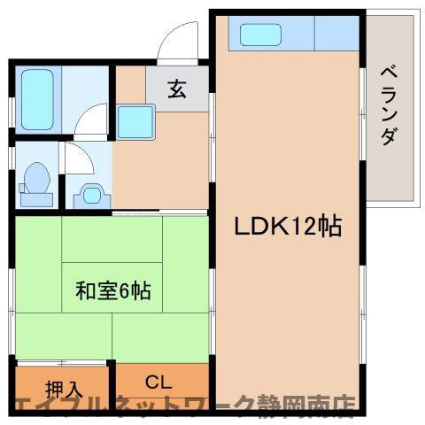 中田ハイツ(1LDK/2階)の間取り写真