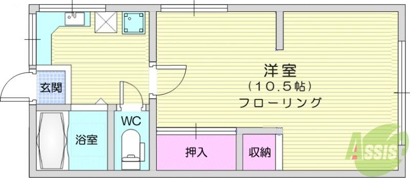 鹿野アパート(2K/1階)の間取り写真