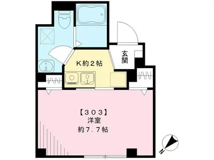 ルート・エイ(1K/3階)の間取り写真