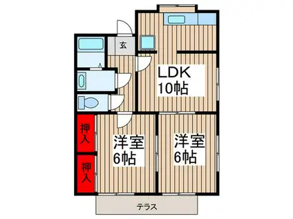 コーポスガヌマ(2LDK/1階)の間取り写真