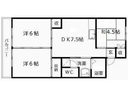 フラッツローゼ ブラウンハウス(3DK/2階)の間取り写真