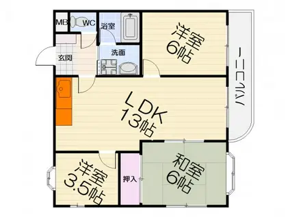 ラポール百舌鳥(3LDK/1階)の間取り写真