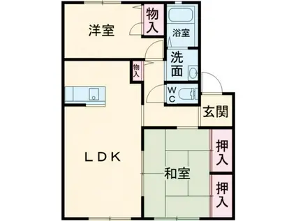 サンハイツ加古川II(2LDK/1階)の間取り写真