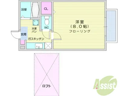 サンヒルズみずほ台(1K/1階)の間取り写真