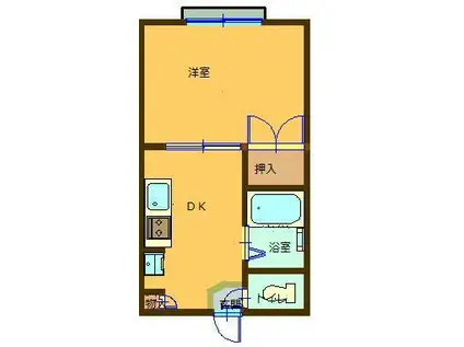メゾンシブキ駅南(1DK/2階)の間取り写真