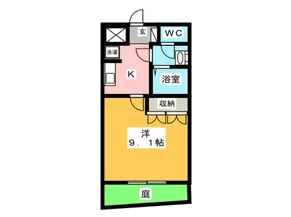 LESPOIR(1K/1階)の間取り写真