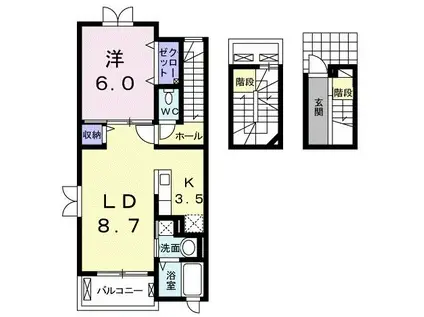エストレーラI A(1LDK/3階)の間取り写真