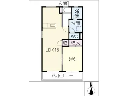 サニーハイツ阿知波A棟(1LDK/1階)の間取り写真