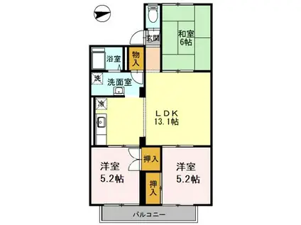 東和ハイツ(3LDK/2階)の間取り写真