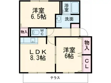 和み A棟(2DK/1階)の間取り写真