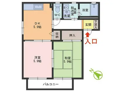 ヴィラテポーレ(2DK/1階)の間取り写真