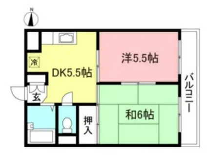 セシーズ東百合丘(2K/3階)の間取り写真