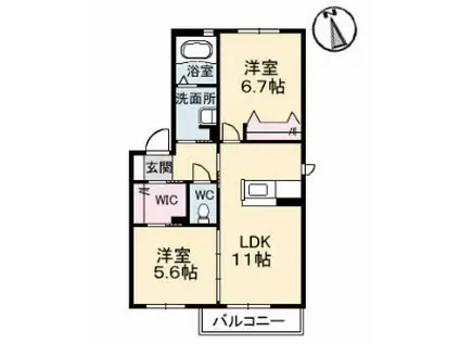 シャーメゾンクワトロ(2LDK/2階)の間取り写真