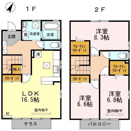 リビングタウン矢原D棟(3LDK/1階)の間取り写真