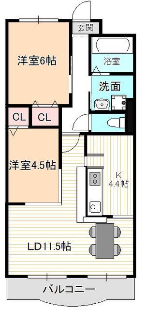 伊藤ハイツ(2LDK/3階)の間取り写真