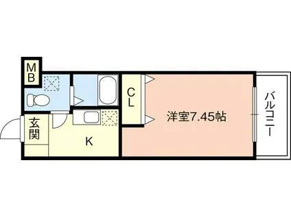 ぷてぃこんふぉーる(1K/4階)の間取り写真