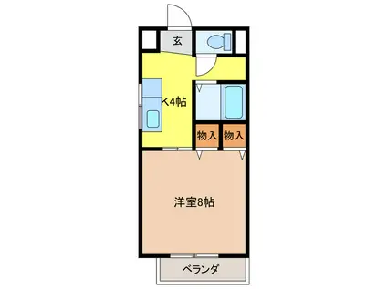 ハピネスMII(1K/2階)の間取り写真