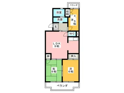 ファミーユM(3LDK/2階)の間取り写真