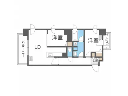 ヴォーネン円山裏参道(2LDK/2階)の間取り写真