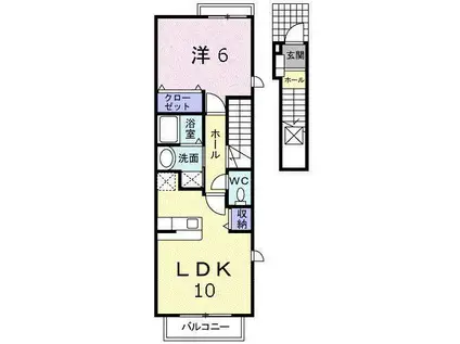 カルム ガーデン I(1LDK/2階)の間取り写真