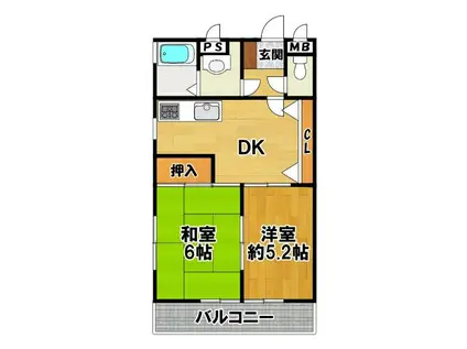 カサ高次(2DK/3階)の間取り写真
