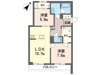 カームヴィル茅ケ崎(2LDK/1階)の間取り写真
