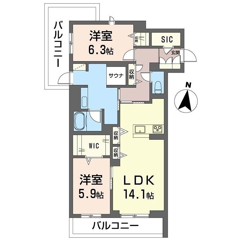 ウェルビー(2LDK/2階)の間取り写真