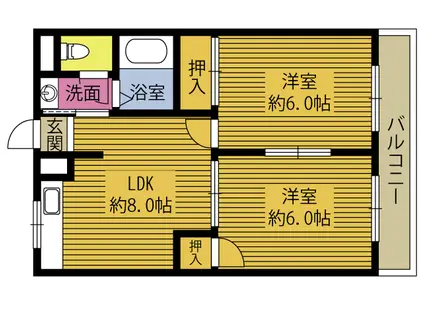 リンツI(2DK/3階)の間取り写真
