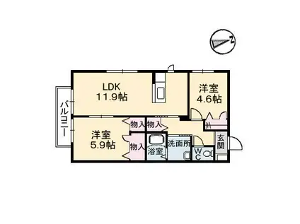 シャーメゾンスマイルアイ(2LDK/1階)の間取り写真