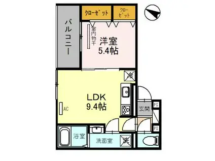 LAUREUS KUGA(1LDK/2階)の間取り写真