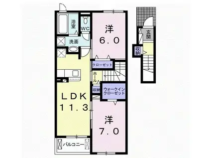 セレーノサンドウII(2LDK/2階)の間取り写真