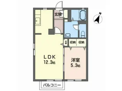 メゾネットやまと(1LDK/2階)の間取り写真