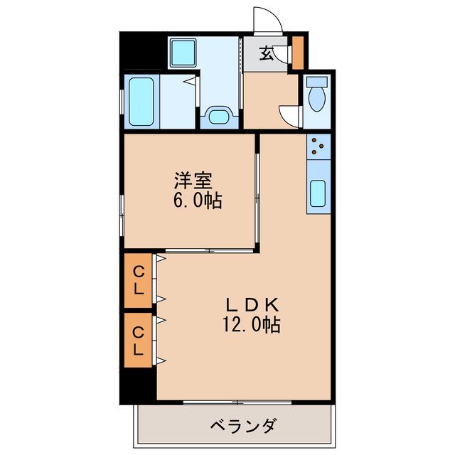 AHビル(1LDK/7階)の間取り写真