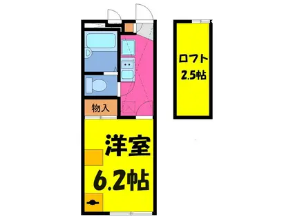 フィーユ2(1K/1階)の間取り写真