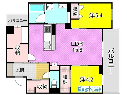 WITHPLUS天保山公園(2LDK/3階)の間取り写真