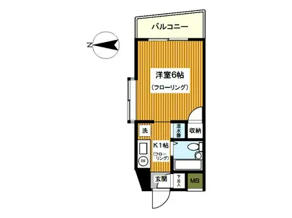 LIZ三ッ沢(1K/4階)の間取り写真