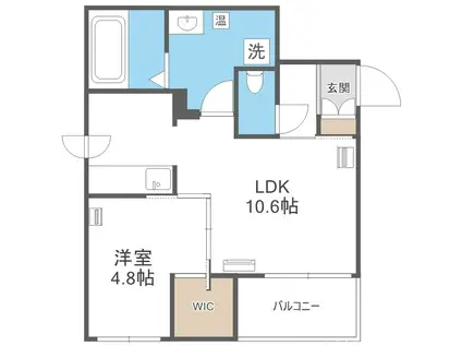 エフュート北円山(1LDK/2階)の間取り写真